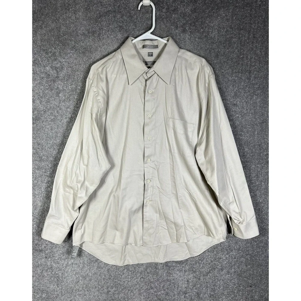Geoffrey Beene Stain Repellent Button Up Dress Shirt Mens XL Chest Pocket